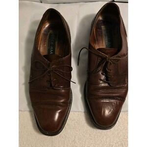 COLE HAAN Mens Shoes Oxford Cap Toe Classic Brown Leather Made in Italy Size 8 M